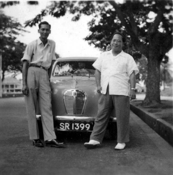 1959 Woon Khai Boon and friend with Car