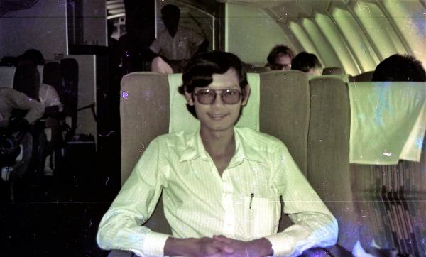 1984 Departing for Los Angeles, via Narita Airport on SIA Big Top double-Decker plane