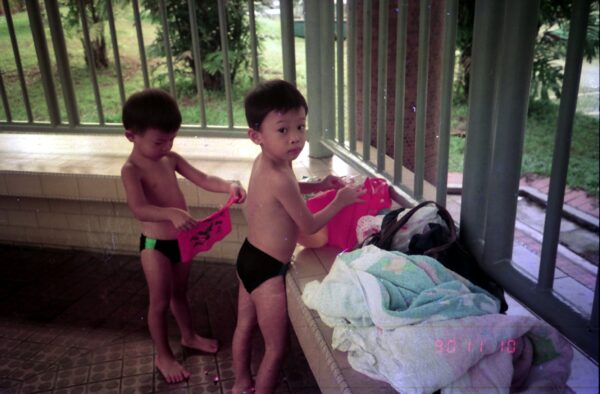 1990 Derrick and Eric at Bukit Batok Swimming Pool